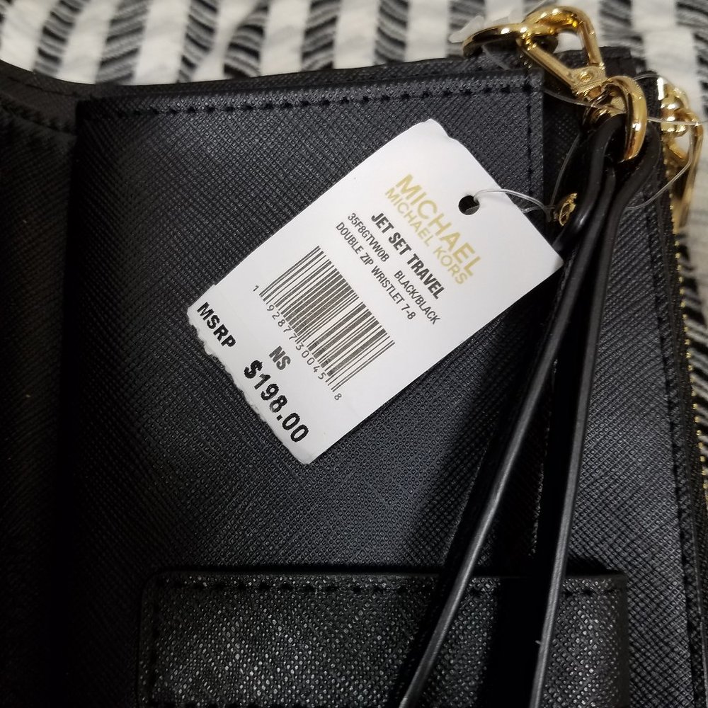 Michael Kors Jet Set Travel Black Double Wristlet - Picture 3 of 8